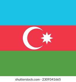 The flag of Azerbaijan. Flag icon. Standard color. Square flag. Computer illustration. Digital illustration. Vector illustration.