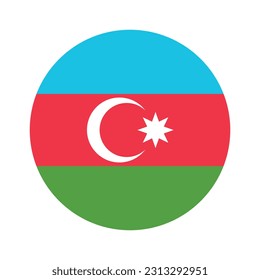 The flag of Azerbaijan. Flag icon. Standard color. Round flag. Computer illustration. Digital illustration. Vector illustration.