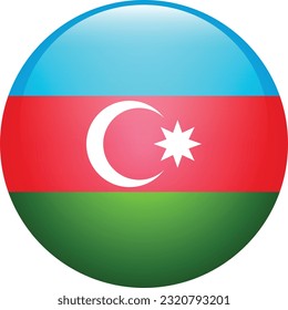 Flag of Azerbaijan. Flag icon. Standard color. The round flag. 3d illustration. Computer illustration. Digital illustration. Vector illustration.
