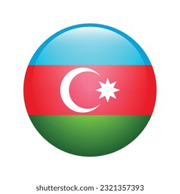 Flag of Azerbaijan. Flag icon. Standard color. The round flag. 3d illustration. Computer illustration. Digital illustration. Vector illustration.