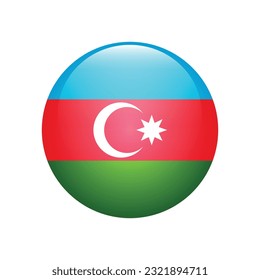 Flag of Azerbaijan. Flag icon. Standard color. The round flag. 3d illustration. Computer illustration. Digital illustration. Vector illustration.