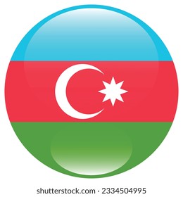 Flag of Azerbaijan. Flag icon. Standard color. Circle icon flag. 3d illustration. Computer illustration. Digital illustration. Vector illustration.