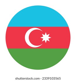 Flag of Azerbaijan. Flag icon. Standard color. Circle icon flag. Computer illustration. Digital illustration. Vector illustration.