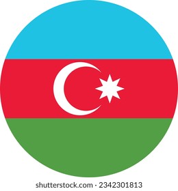 Flag of Azerbaijan. Flag icon. Standard color. Circle icon flag. Computer illustration. Digital illustration. Vector illustration.