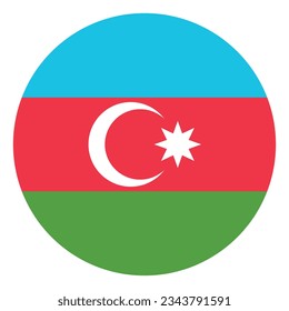 Flag of Azerbaijan. Flag icon. Standard color. Circle icon flag. Computer illustration. Digital illustration. Vector illustration.