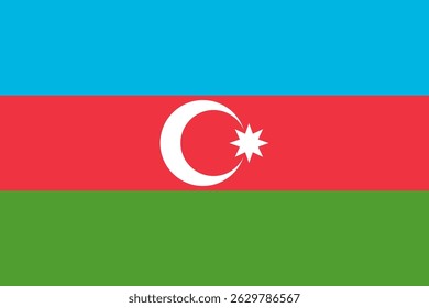 Bandeira do Azerbaijão. Ilustração da bandeira do Azerbaijão com cores RGB precisas. Sinalizador retangular no tamanho padrão do ícone de sinalizador.