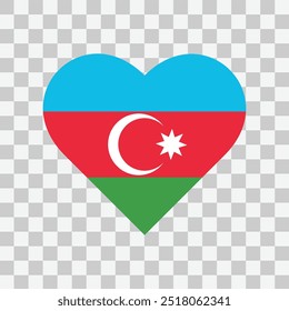 Flag of Azerbaijan love icon Isolated. Vector