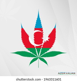 Flag of Azerbaijan in Marijuana leaf shape. The concept of legalization Cannabis in Azerbaijan. Medical cannabis illustration.