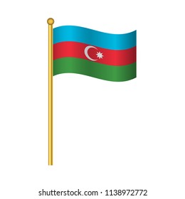 Flag of Azerbaijan ,Azerbaijan flag official colors and proportion correctly, Azerbaijan flag waving isolated Vector illustration eps10.