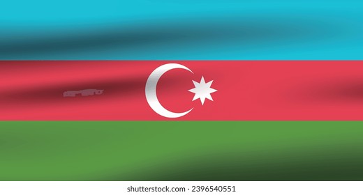 Flag of Azerbaijan. The official ratio. The wavy flag. Standard size. Standard color. 3d illustration. Digital illustration. Computer illustration. Vector illustration.