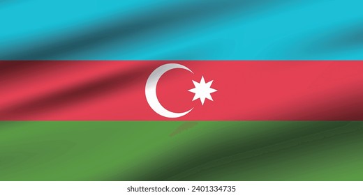 Flag of Azerbaijan. The official ratio. The wavy flag. Standard size. Standard color. 3d illustration. Digital illustration. Computer illustration. Vector illustration.