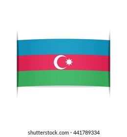Flag of Azerbaijan, officially the Republic of Azerbaijan. Vector illustration of a stylized flag. The slit in the paper with shadows. Element for infographics.