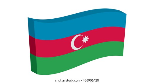 Flag of Azerbaijan, officially the Republic of Azerbaijan. Vector illustration of a stylized flag. The slit in the paper with shadows. Element for infographics.