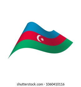 Flag of Azerbaijan on a white background. A wavy flag. Icon. Isolated Vector Illustration.