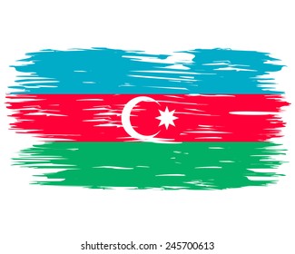 The flag of Azerbaijan. Painted brush colored inks. Symbol Independence Day National Patriotic Travel Country Background Grunge Paint Stock Vector Icon Logo Picture Image Illustration Political