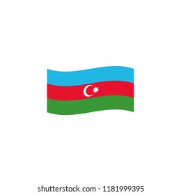 Flag of Azerbaijan Patriotic Symbol Of Country Moon and Star on red Background Vector Illustration
