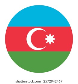 Flag of Azerbaijan round shape, national symbol