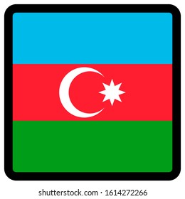 Bandera de Azerbaiyán en forma de cuadrado con contorno en contraste, señal de comunicación en medios sociales, patriotismo, un botón para cambiar el idioma en el sitio, un ícono.