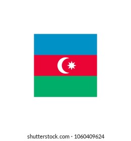 Flag of Azerbaijan. A square icon. Isolated Vector Illustration.