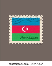 Flag of Azerbaijan Stamp Vector