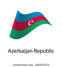 Flag of Azerbaijan with transparent shadows. Icon. Isolated Vector Illustration.

