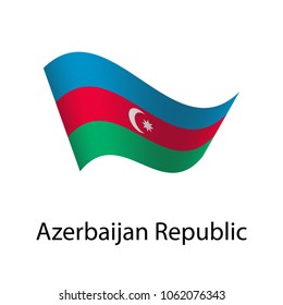 Flag of Azerbaijan with transparent shadows. Icon. Isolated Vector Illustration.