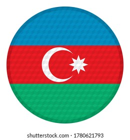 Flag Of Azerbaijan Vector Illustration. Azerbaijan Flag Button With Cube Pattern Isolated On White Background