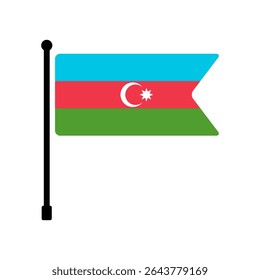 Flagge von Aserbaidschan. Aserbaidschanische Flagge, Vektorgrafik-Symbol-Design. Flaggenmast-Symbol.