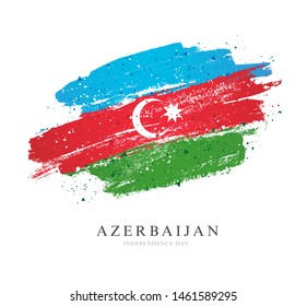 Flag of Azerbaijan. Vector illustration on white background. Brush strokes drawn by hand. Independence Day.