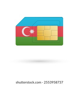 Flag of Azerbaijan. Vector illustration of SIM Card with flag on white background