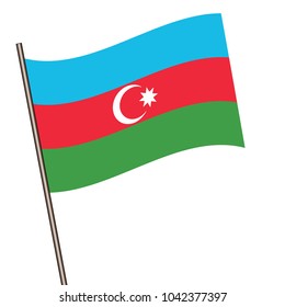 Flag of Azerbaijan , Azerbaijan flag waving isolated vector illustration