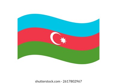 Flag of Azerbaijan. Azerbaijan wavy flag digital vector illustration. Fluttering flag.