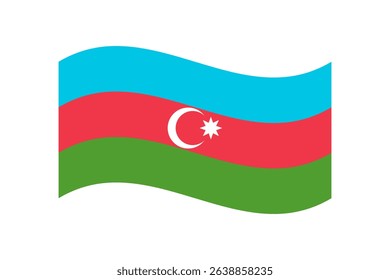 Flag of Azerbaijan. Azerbaijan wavy flag digital vector illustration. Fluttering flag.