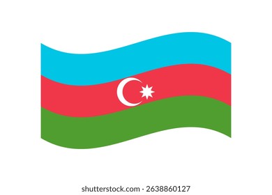 Flag of Azerbaijan. Azerbaijan wavy flag digital vector illustration. Fluttering flag.