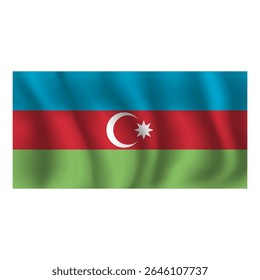 Bandeira do Azerbaijão ondulada flui ao vento, com dobras 3d