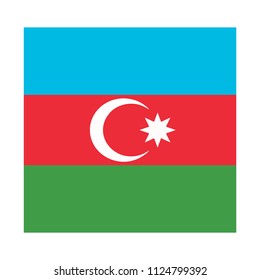 Flag of Azerbaijan,Azerbaijan Flag Vector Square Icon - Illustration, Flag of Azerbaijan. Abstract concept, icon, square, button. Raster illustration on white background.