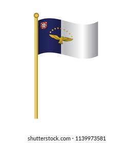 Flag of Azores ,Azores flag official colors and proportion correctly,Azores  flag waving isolated Vector illustration eps10.