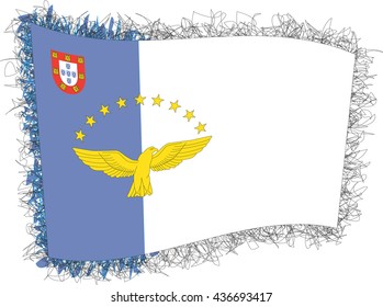 Flag of Azores, officially the Autonomous Region of the Azores. Vector illustration of a stylized flag. Shaggy edge.