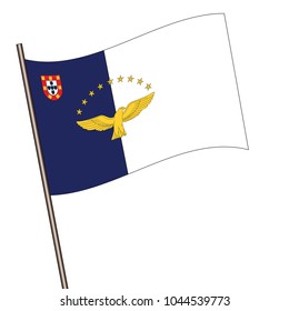 Flag of Azores , Azores flag waving isolated vector illustration