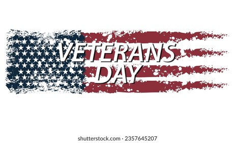 Flag background design for Veterans Day celebration in grunge style