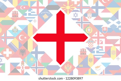Flag background of European countries with big flag of England in the centre for Football competition