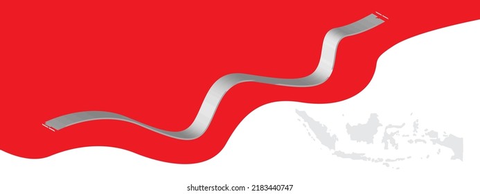 Fondo de la bandera con mapa de independencia indonesio.Para plantilla de fondo del Día de la Independencia de Indonesia. 