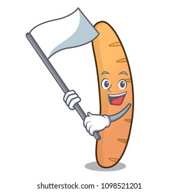 With flag baguette mascot cartoon style