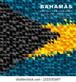 Flag of the Bahamas. Abstract background of small triangles in the form of colorful black, blue-green and yellow stripes of the Bahamian flag. Vector illustration.