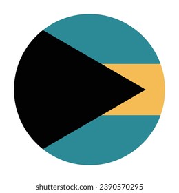 Die Flagge der Bahamas. Button-Flag-Symbol. Standardfarbe. Circle Icon Flag. Computergrafik. Digitale Illustration. Vektorgrafik.