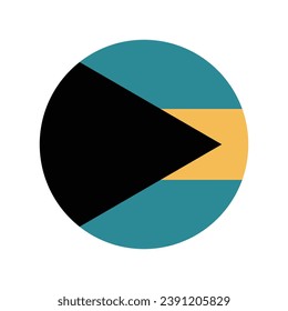 The flag of the Bahamas. Button flag icon. Standard color. Circle icon flag. Computer illustration. Digital illustration. Vector illustration.