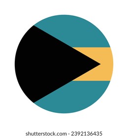 The flag of the Bahamas. Button flag icon. Standard color. Circle icon flag. Computer illustration. Digital illustration. Vector illustration.