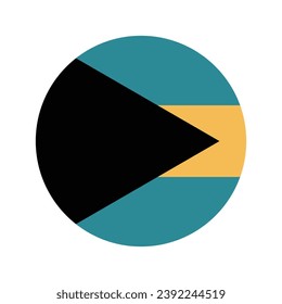 The flag of the Bahamas. Button flag icon. Standard color. Circle icon flag. Computer illustration. Digital illustration. Vector illustration.