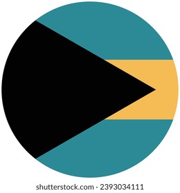 The flag of the Bahamas. Button flag icon. Standard color. Circle icon flag. Computer illustration. Digital illustration. Vector illustration.
