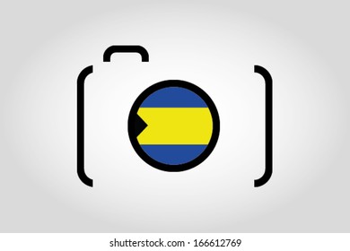 The flag of Bahamas in a Camera Lens
